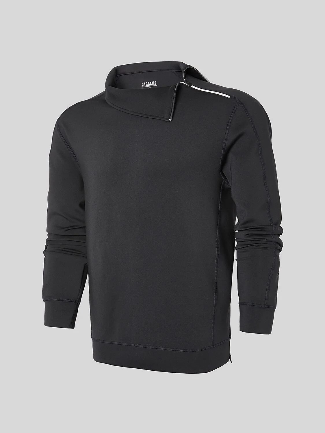 Basic Men's Irregular Zip Collar Long Sleeve Sweatshirt - Image 7