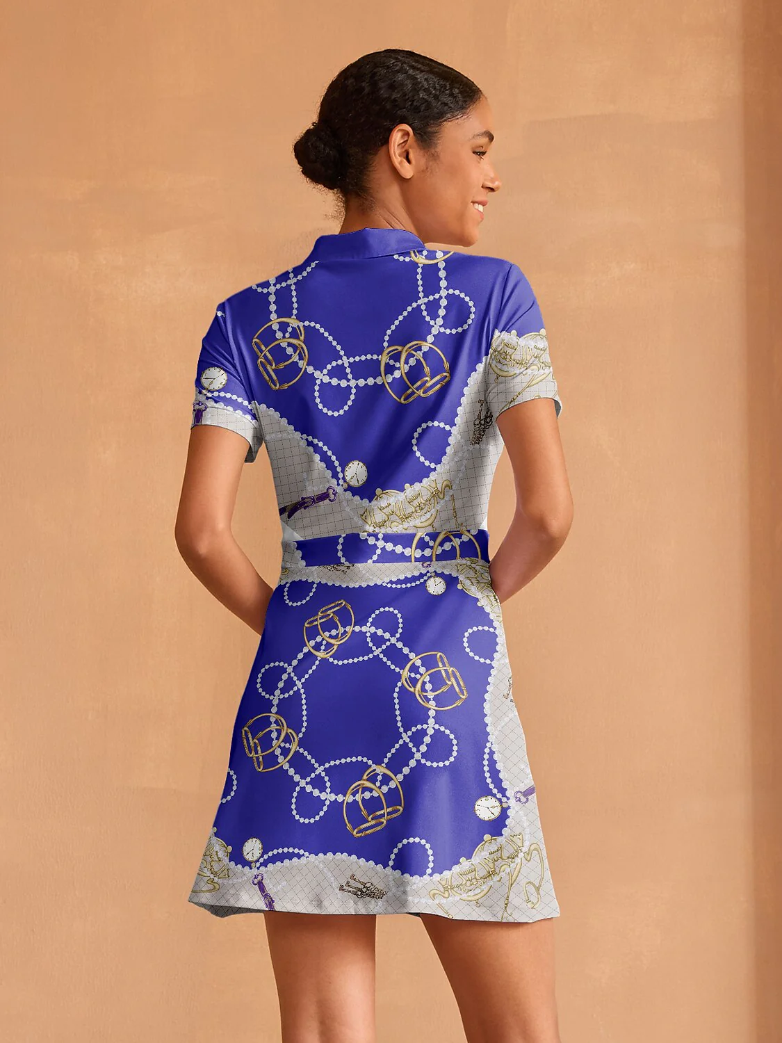 Bold Baroque Short Sleeve A-Line 36.5 Inch Dress - Image 2