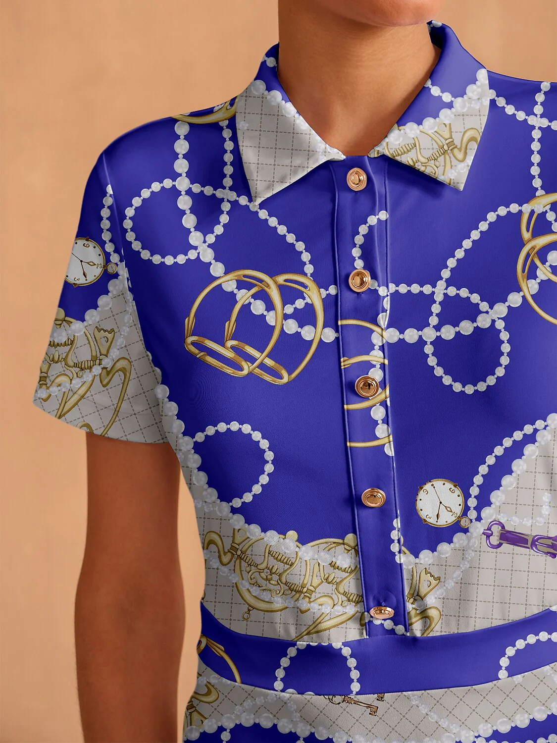 Bold Baroque Short Sleeve A-Line 36.5 Inch Dress - Image 3