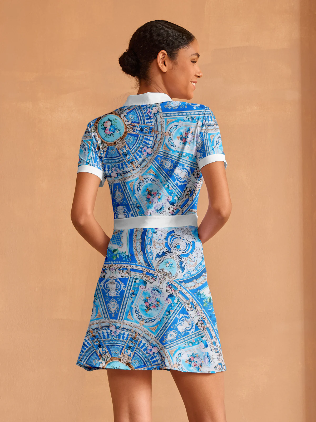 Bold Baroque Short Sleeve A-Line 36.5 Inch Dress - Image 2