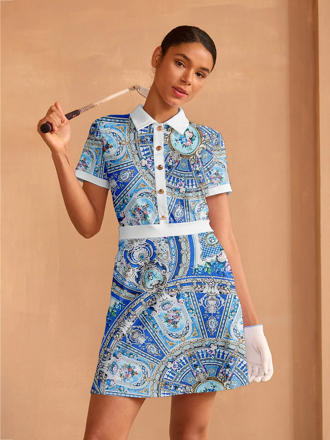 Bold Baroque Short Sleeve A-Line 36.5 Inch Dress - Image 5