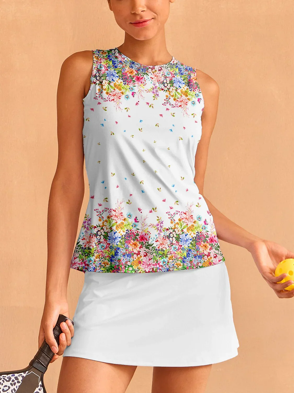 Botanical Energy Ruffle Tank Top For Pickleball & Tennis - Image 10