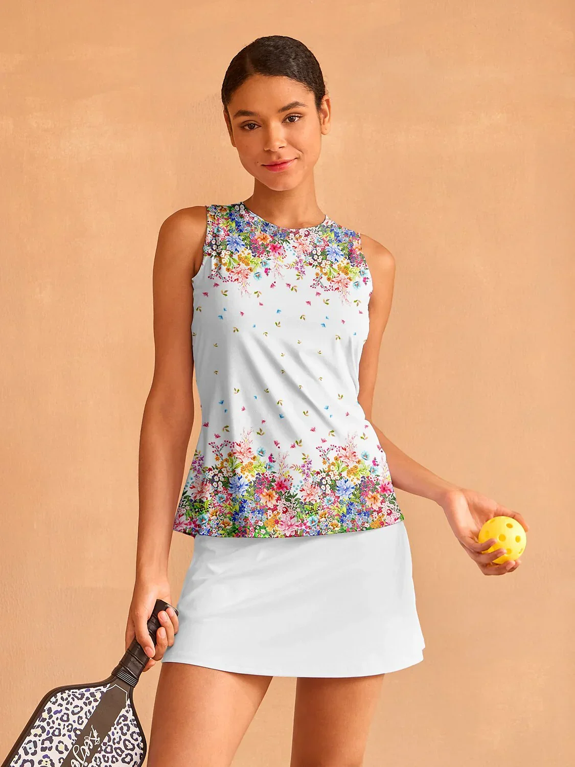 Botanical Energy Ruffle Tank Top For Pickleball & Tennis - Image 3