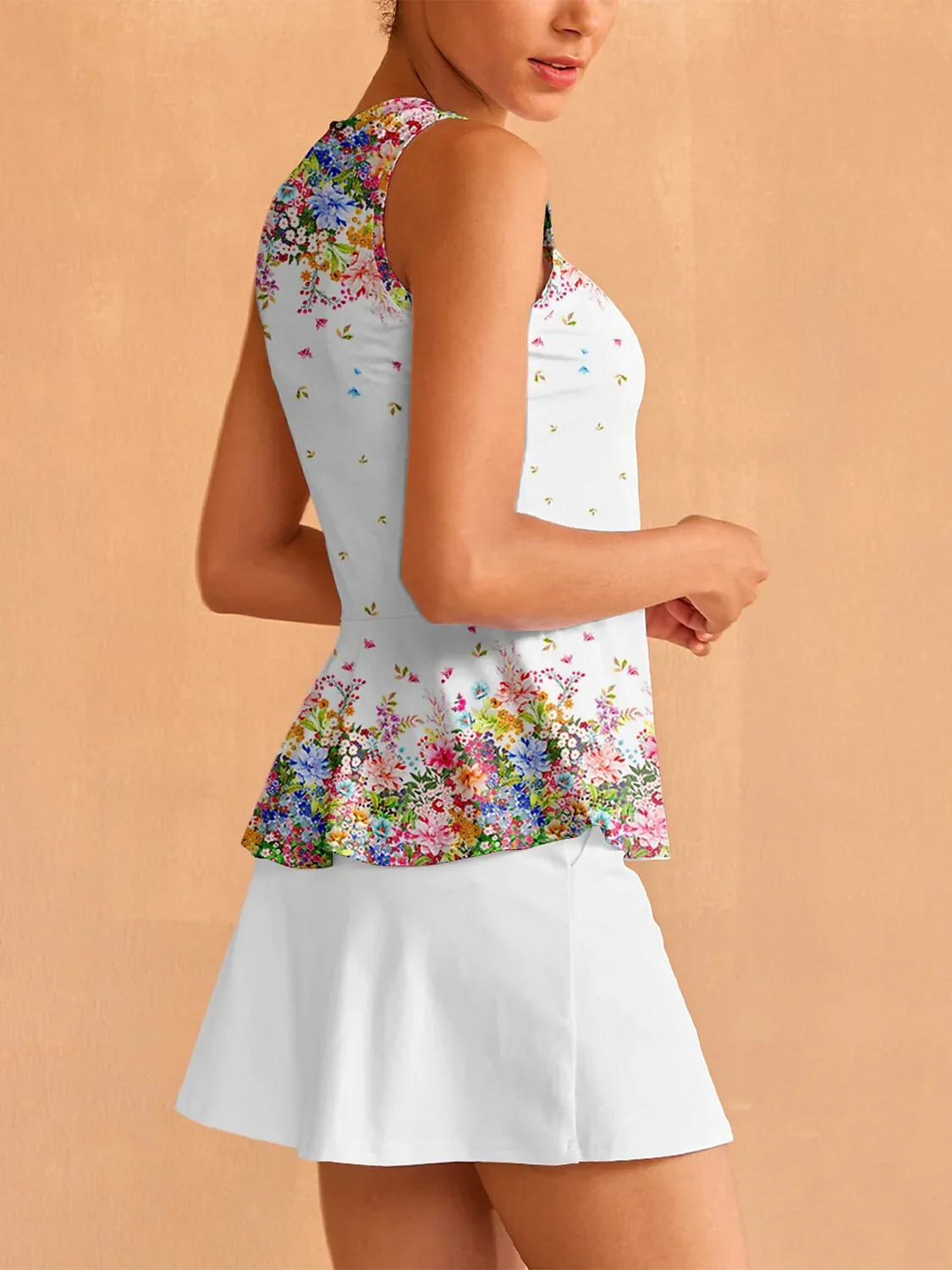 Botanical Energy Ruffle Tank Top For Pickleball & Tennis - Image 8