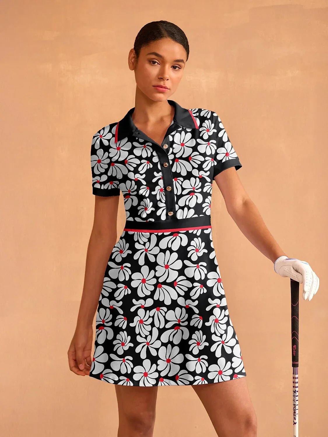 Botanical Energy Short Sleeve A-Line 36.5 Inch Dress