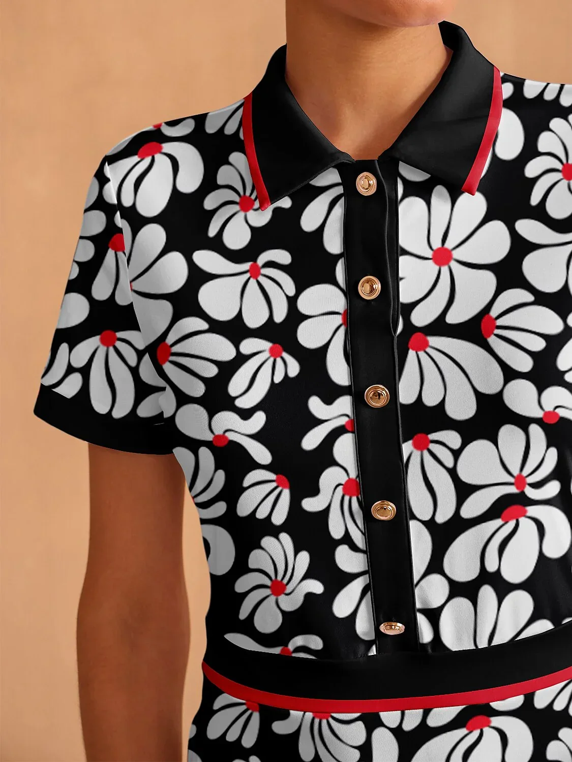 Botanical Energy Short Sleeve A-Line 36.5 Inch Dress - Image 3