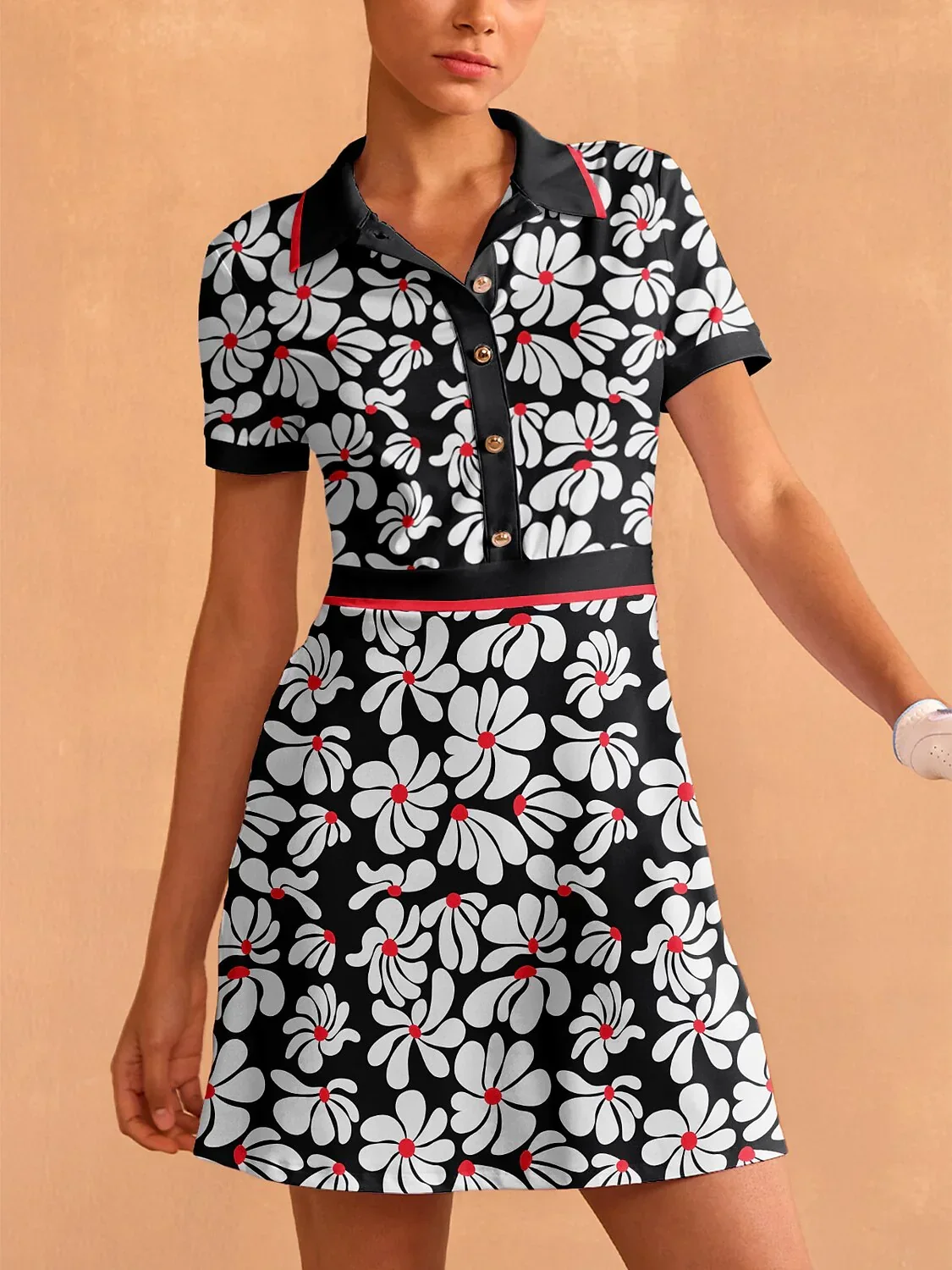 Botanical Energy Short Sleeve A-Line 36.5 Inch Dress - Image 9