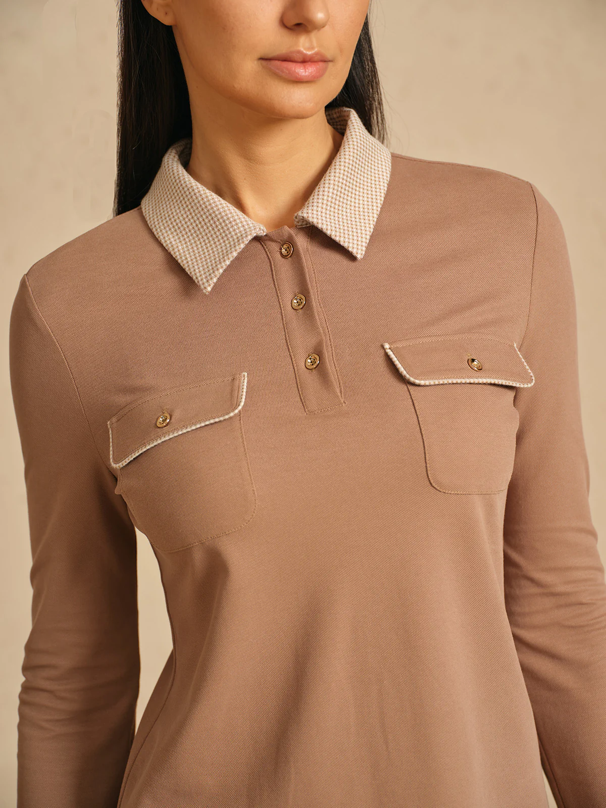 Crisp Couture Long Sleeve Pique Golf Shirt - Image 3