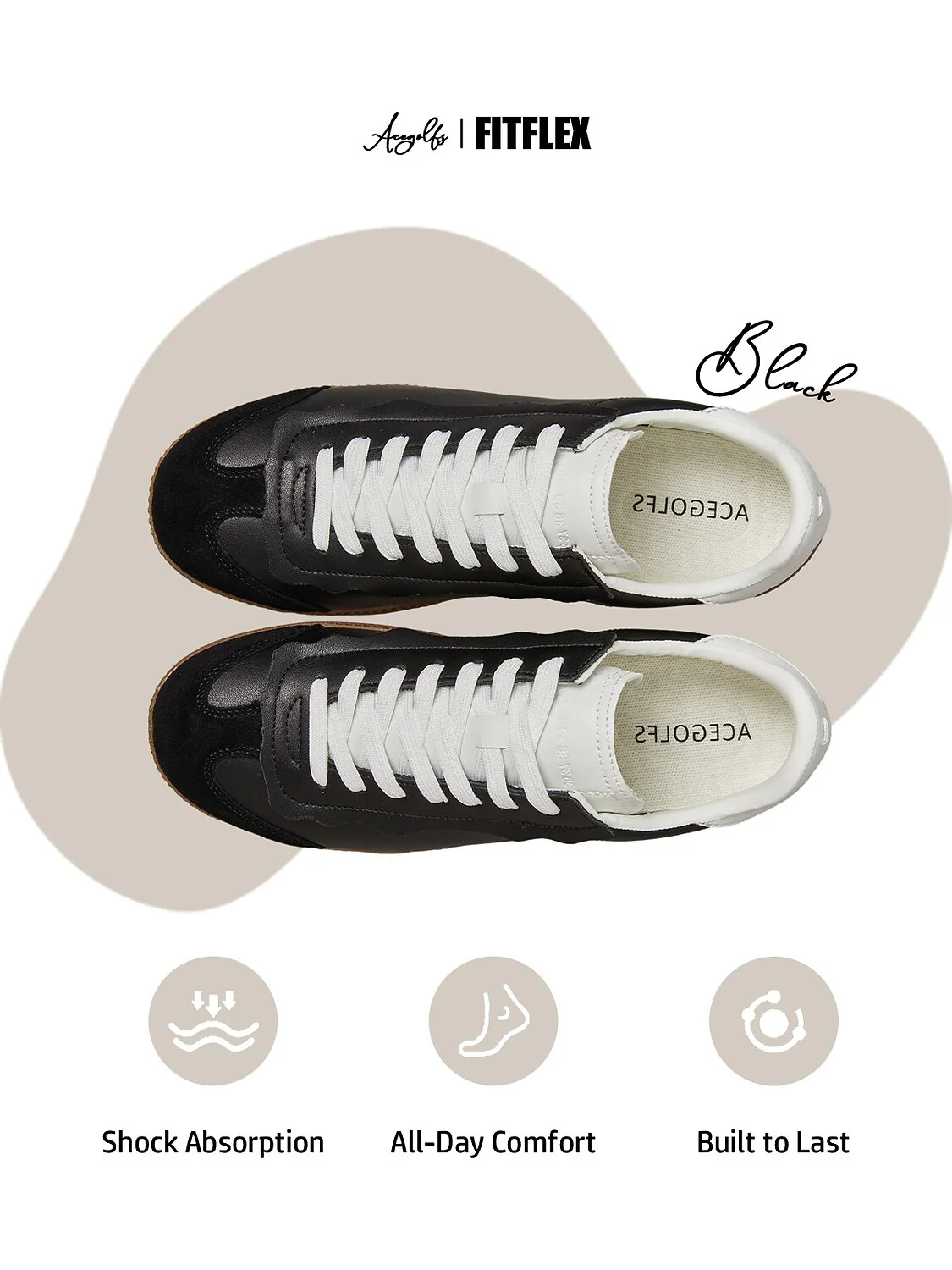 FitFlex Leather Retro Trainer Sneakers Women - Image 3