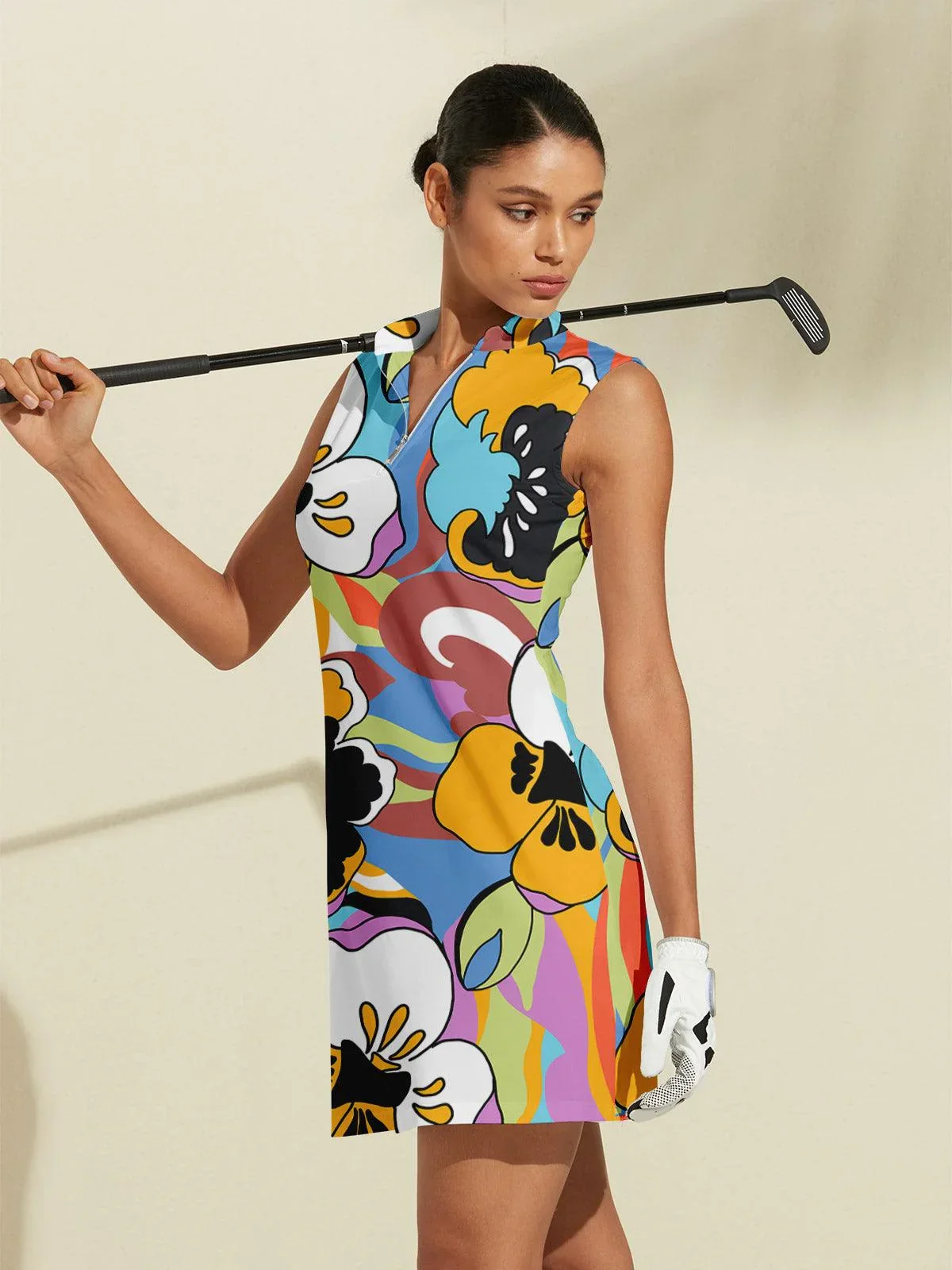 Hyped-up Tropical Sleeveless 36.5 Inch Dress UPF50+
