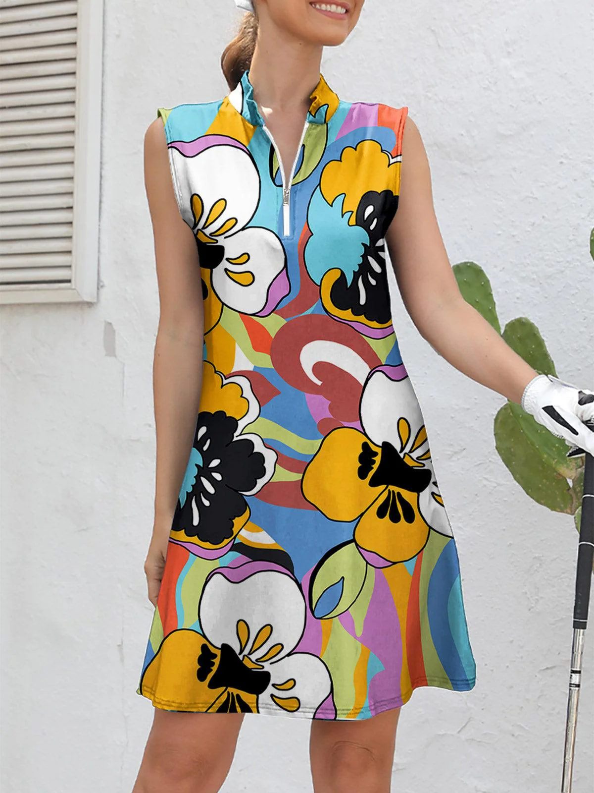 Hyped-up Tropical Sleeveless 36.5 Inch Dress UPF50+ - Image 11