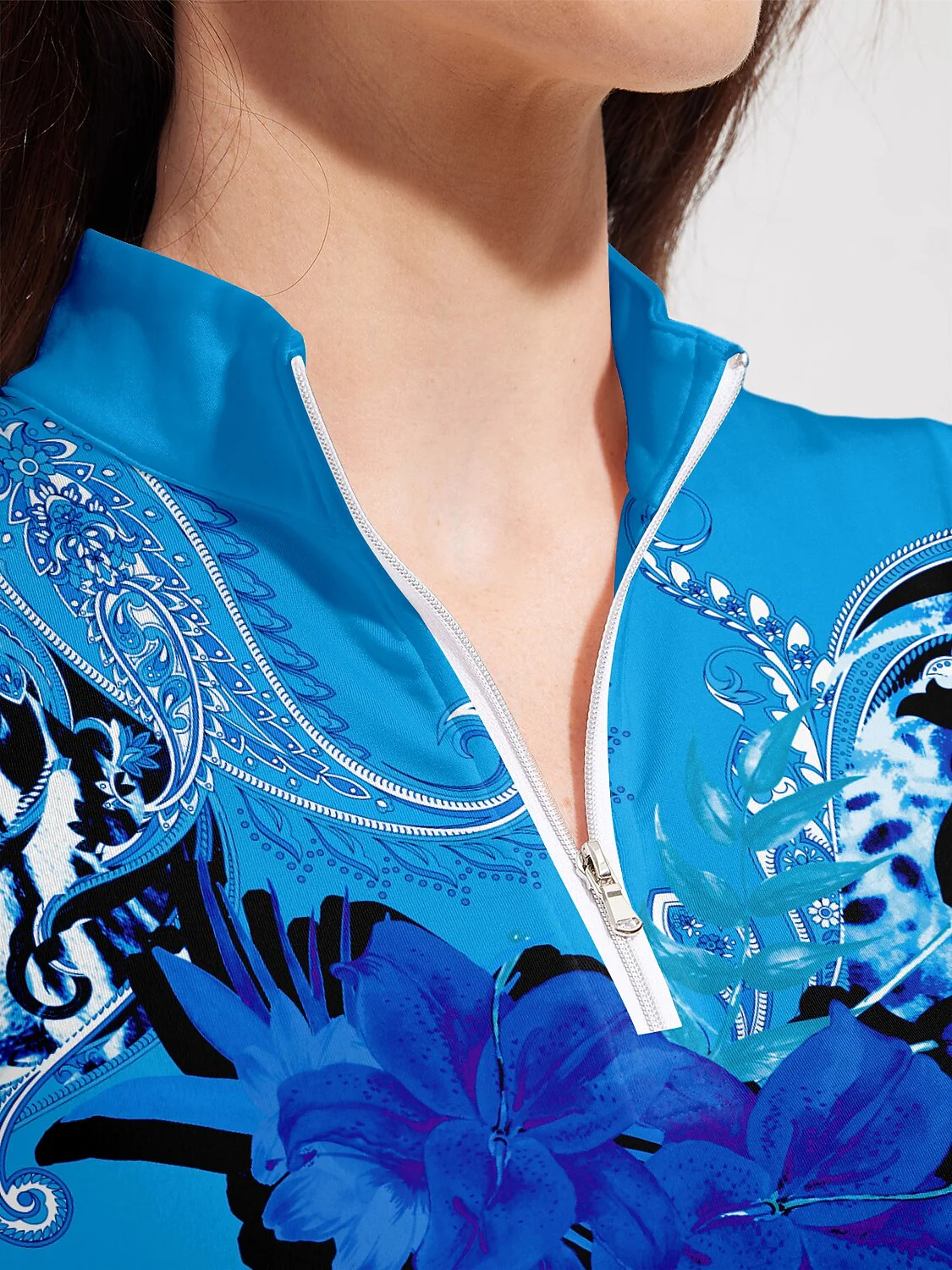 Hyped-up Tropical Golf Shirt Quarterzip UPF50+ - Image 12