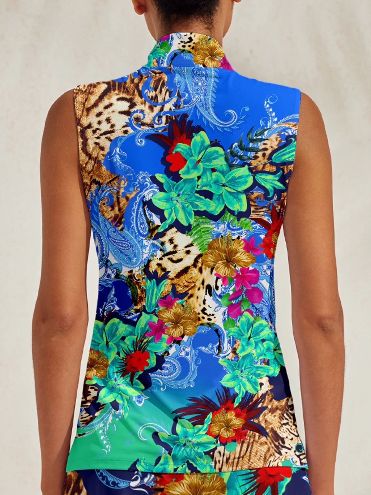 Hyped-up Tropical Golf Shirt Quarterzip UPF50+ - Image 2
