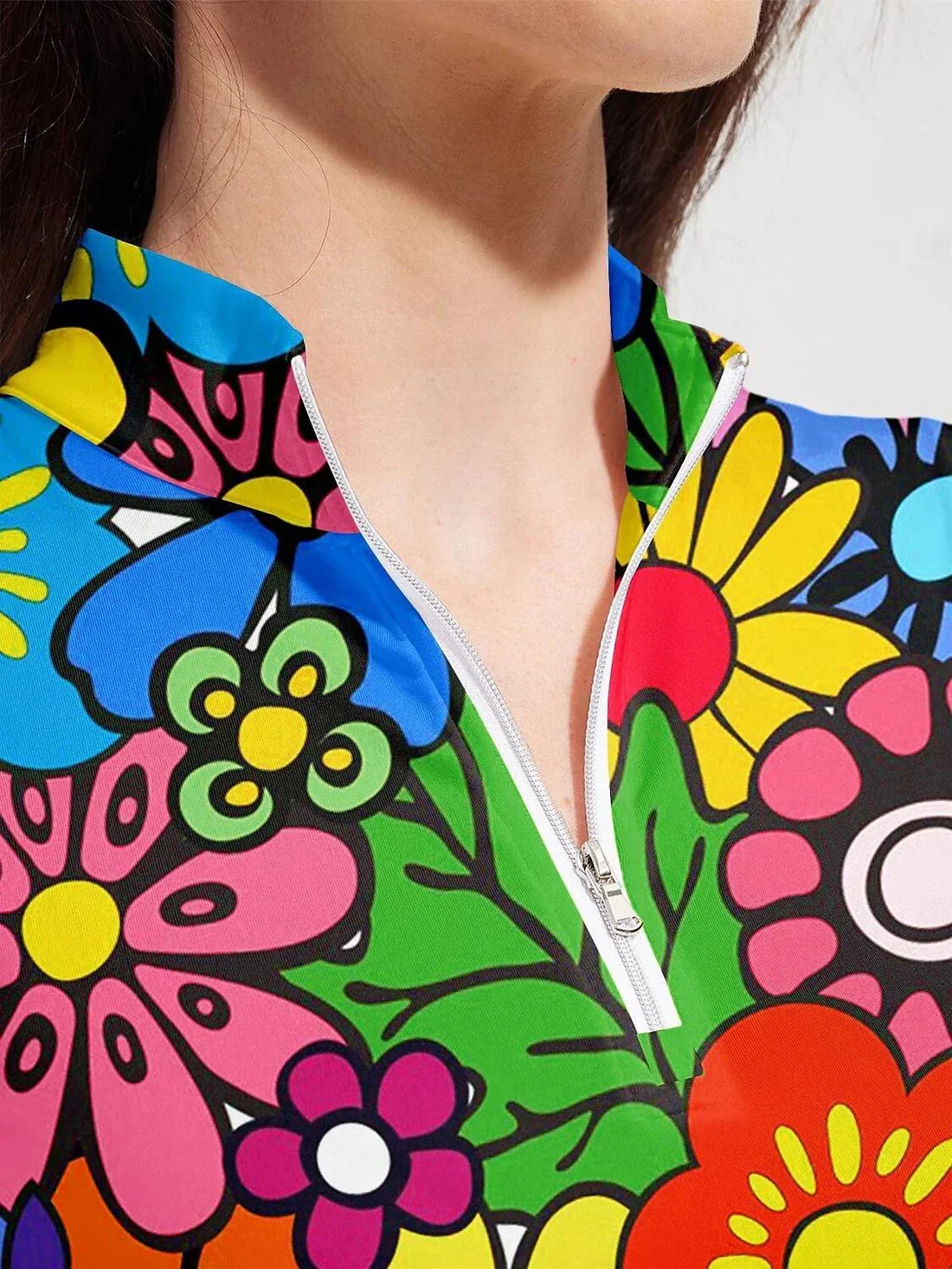 Hyped-up Tropical Golf Shirt Quarterzip UPF50+ - Image 3