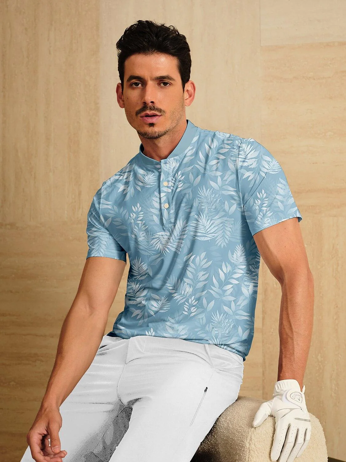 Hyped-up Tropical Men's Golf Henley Shirt UPF50+ - Image 4