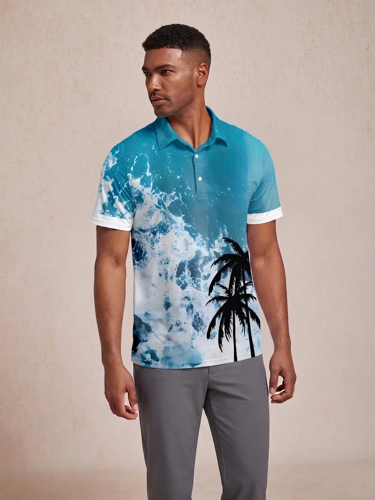 Hyped-up Tropical Men's Polo Top UPF50+ - Image 4