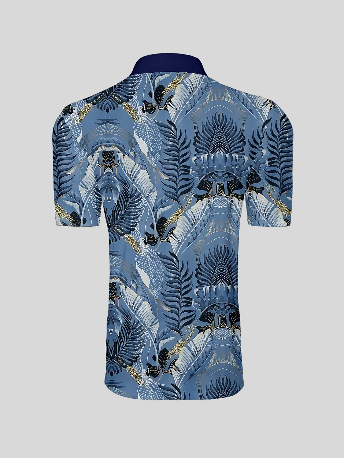 Hyped-up Tropical Men's Ribbed Collar Polo Top UPF50+ - Image 6