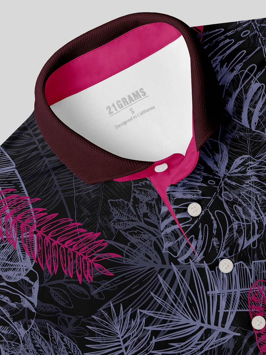 Hyped-up Tropical Men's Ribbed Collar Polo Top UPF50+ - Image 2