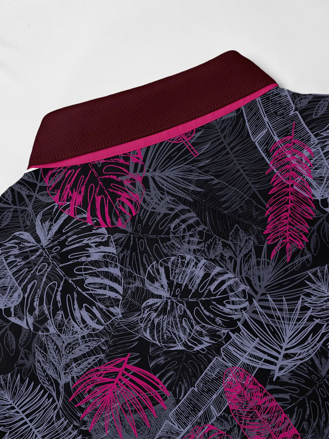 Hyped-up Tropical Men's Ribbed Collar Polo Top UPF50+ - Image 3