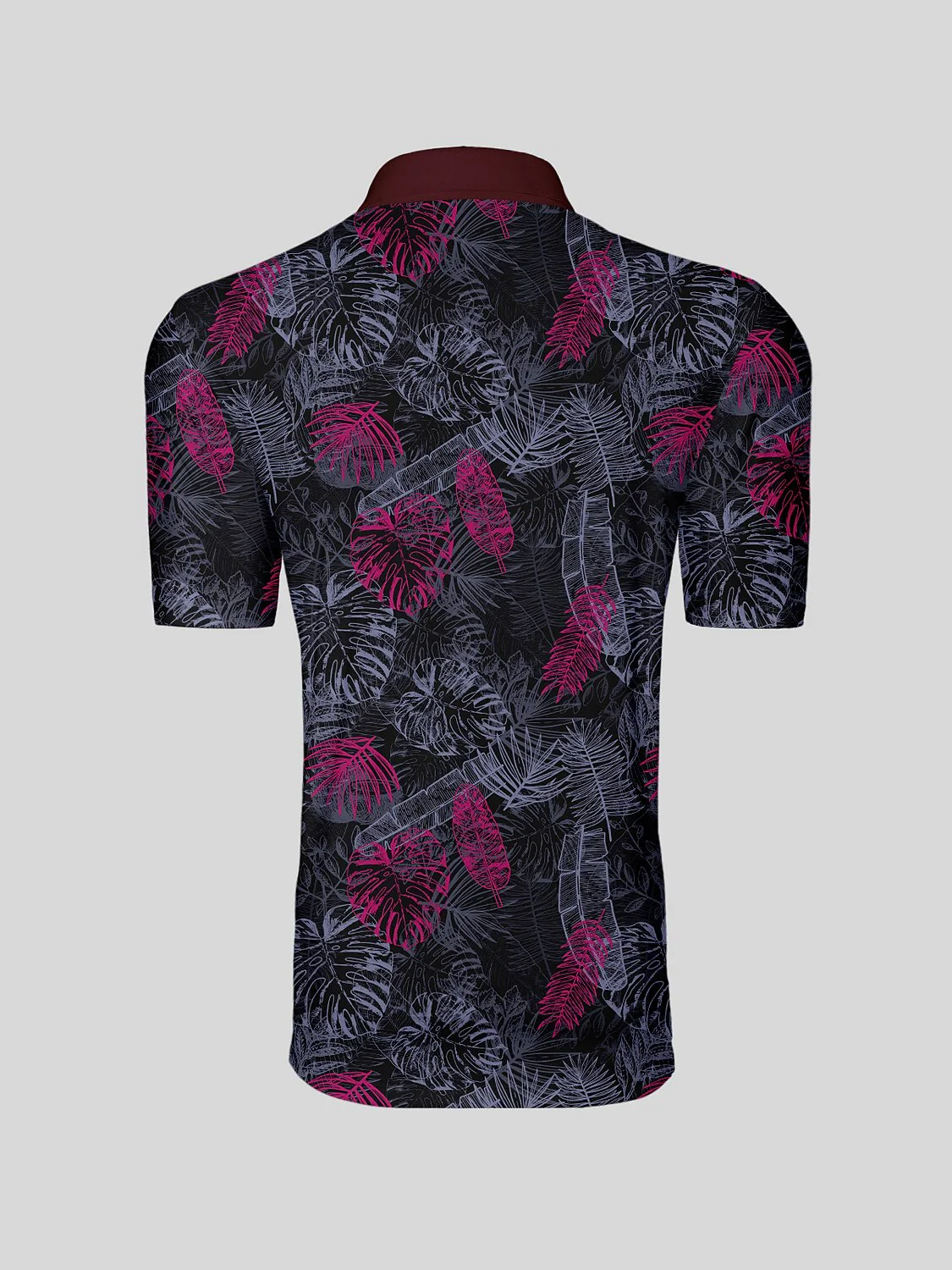 Hyped-up Tropical Men's Ribbed Collar Polo Top UPF50+ - Image 6