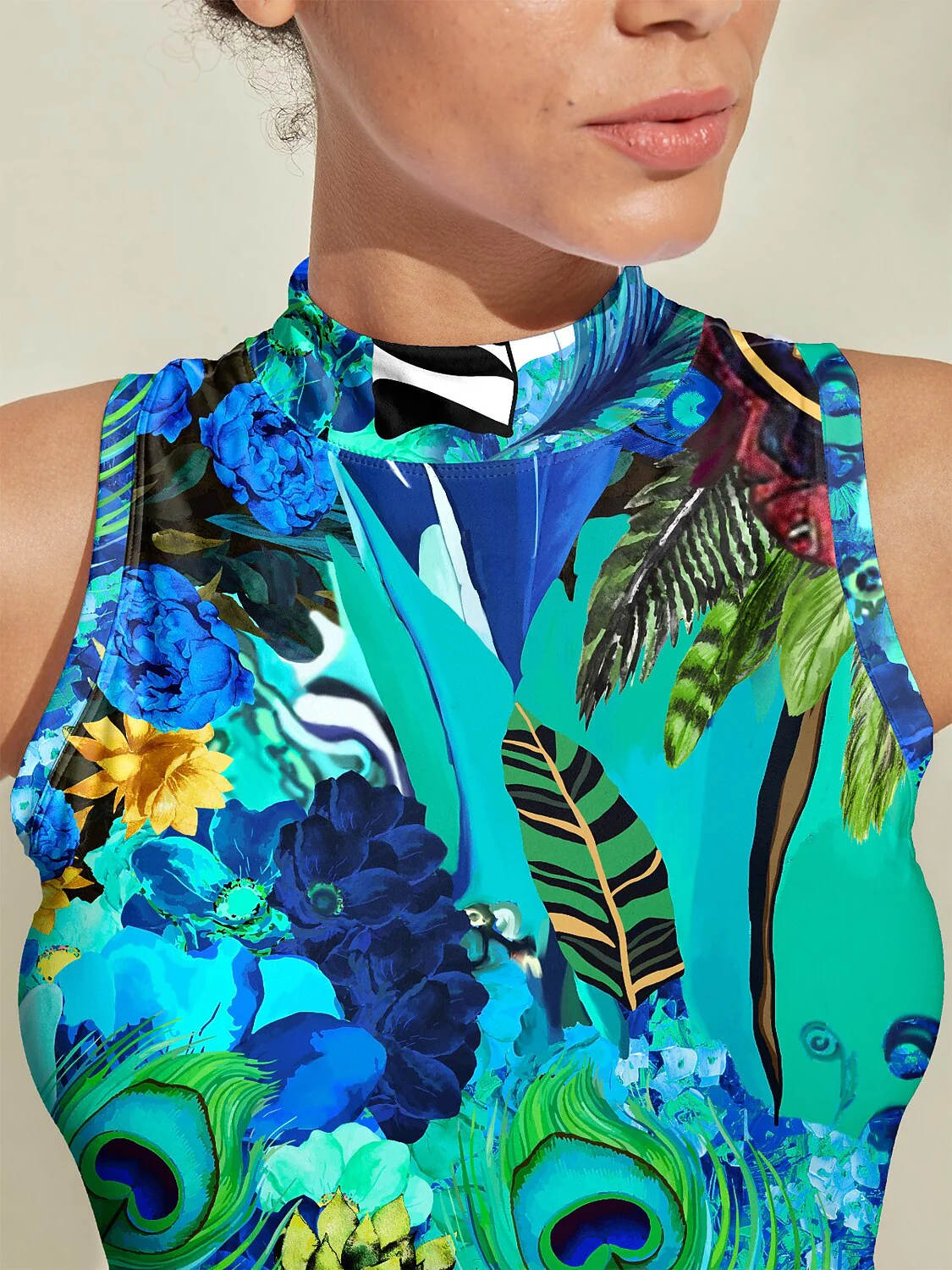 Hyped-up Tropical Ruffle 34.5 Inch Dress For Golf Pickleball & Tennis - Image 3
