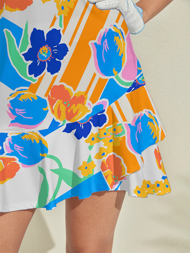 Hyped-up Tropical Ruffle 34.5 Inch Dress For Golf Pickleball & Tennis - Image 4
