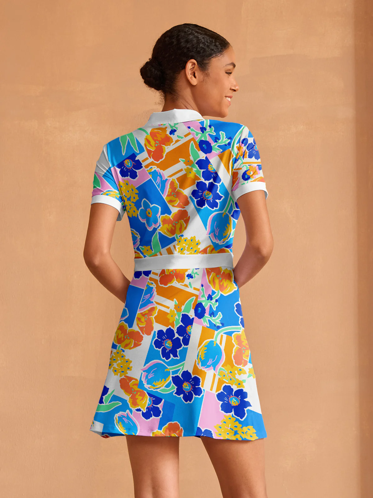 Hyped-up Tropical Short Sleeve A-Line 36.5 Inch Dress - Image 2
