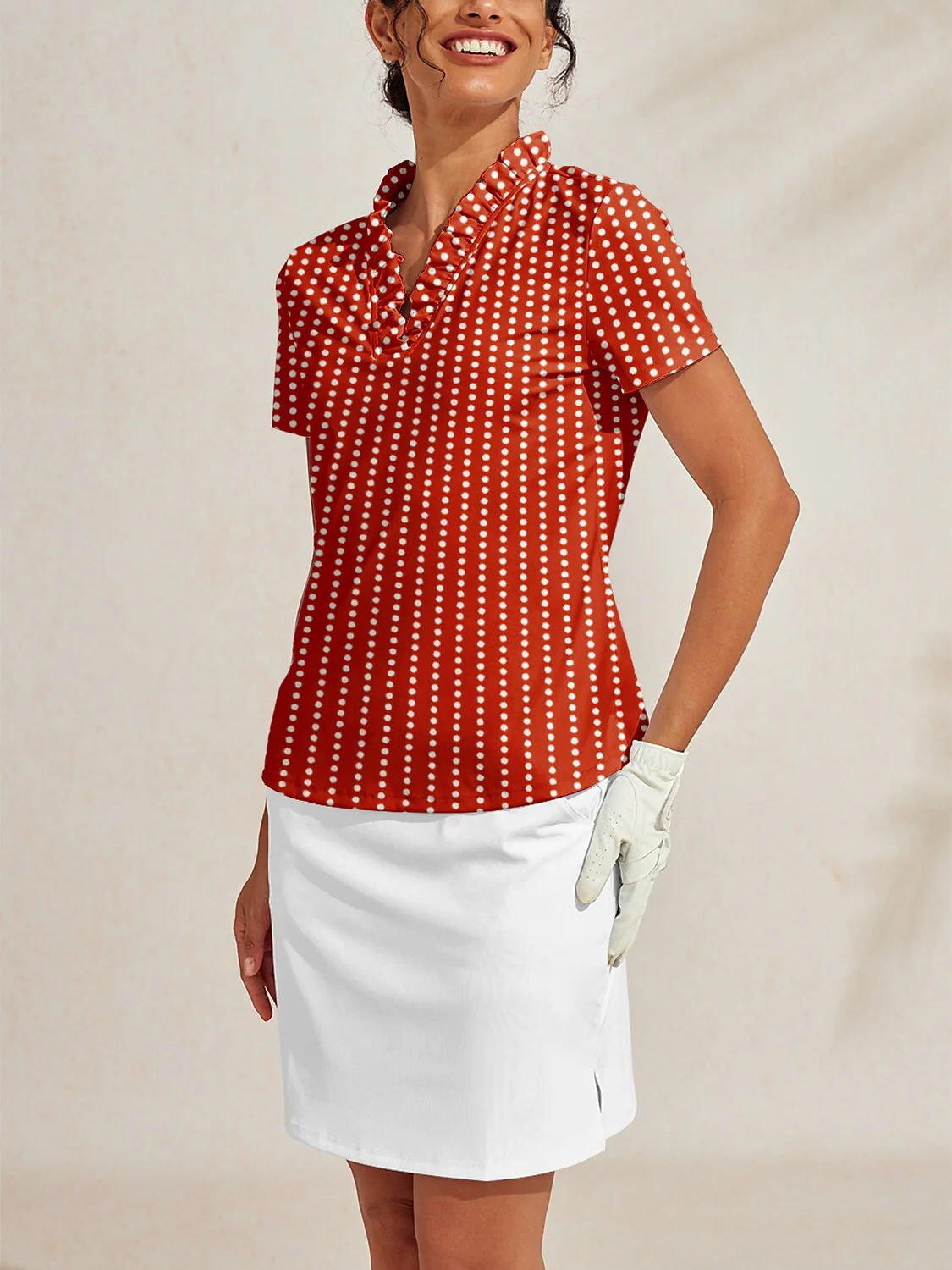 Hyper-prep Ruffle V-Neck Polo Top UPF50+ - Image 10