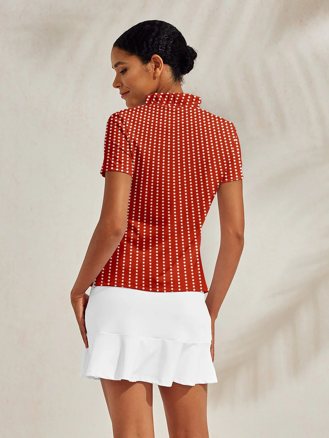 Hyper-prep Ruffle V-Neck Polo Top UPF50+ - Image 2