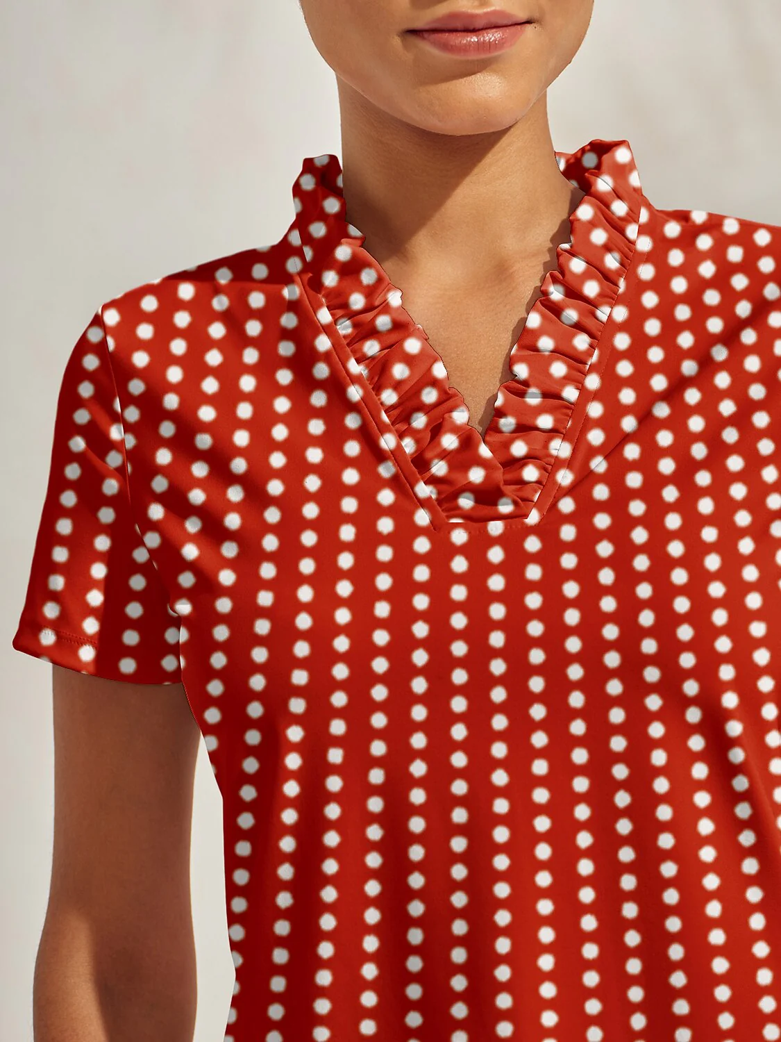 Hyper-prep Ruffle V-Neck Polo Top UPF50+ - Image 3