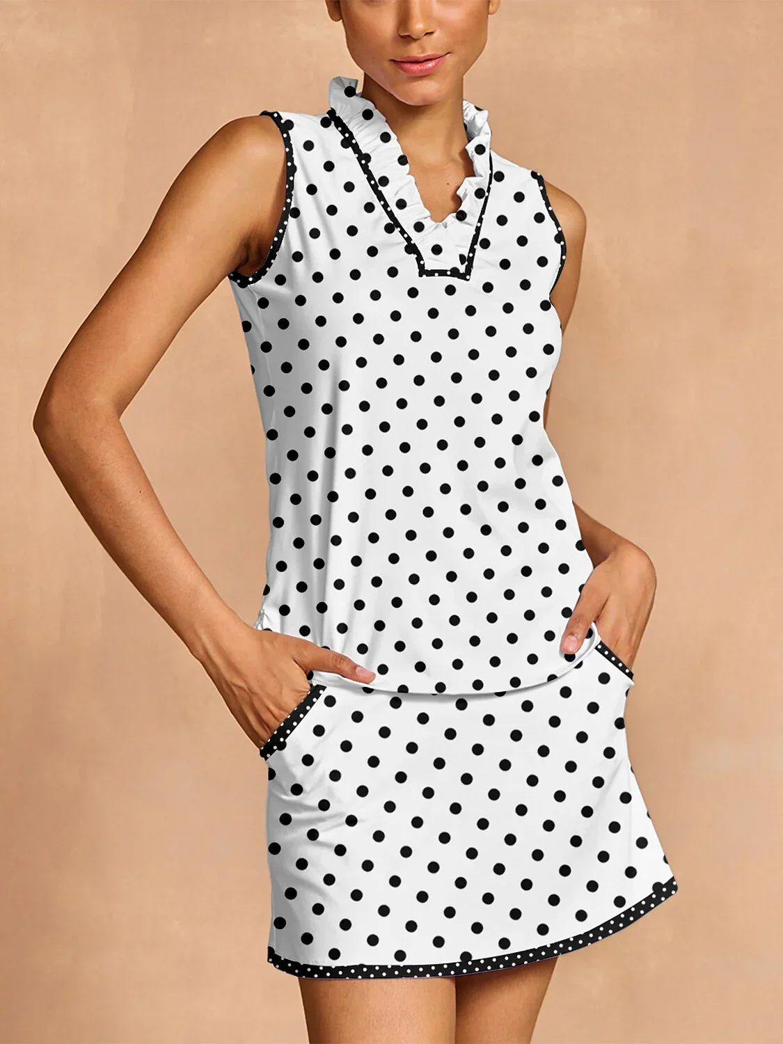 Hyper-prep Ruffle V-Neck Tank Top UPF50+ - Image 6