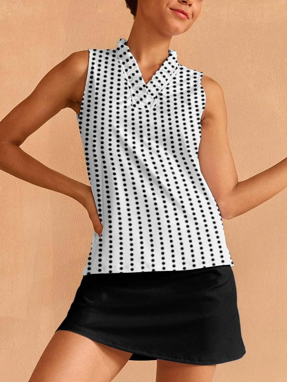 Hyper-prep Ruffle V-Neck Tank Top UPF50+ - Image 6