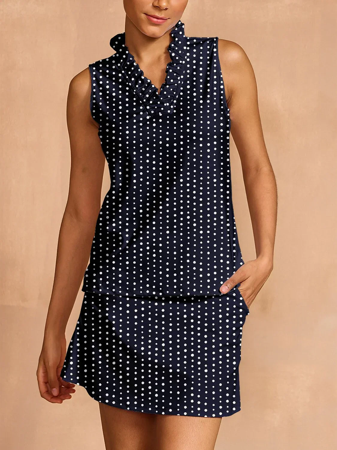 Hyper-prep Ruffle V-Neck Tank Top UPF50+ - Image 6