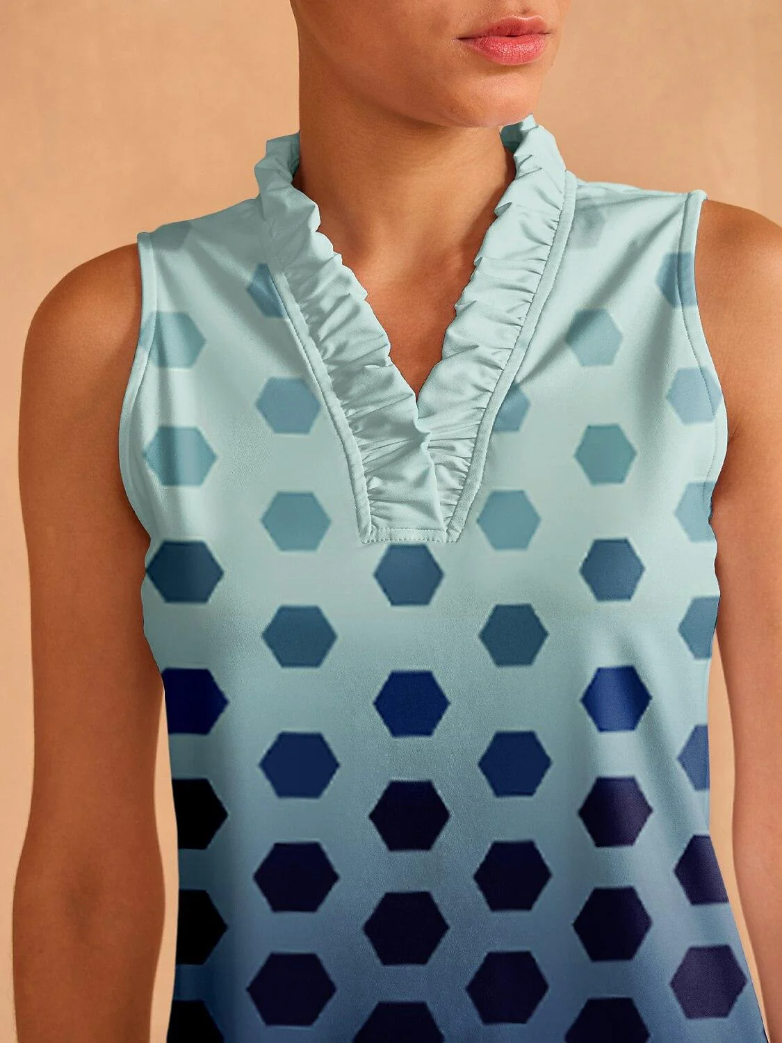 Hyper-prep Ruffle V-Neck Tank Top UPF50+ - Image 3