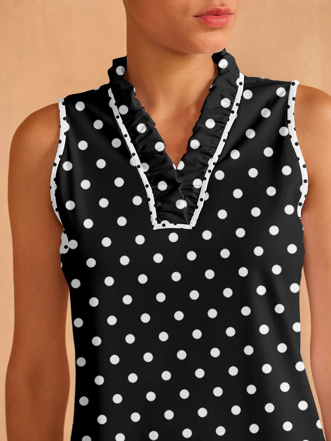 Hyper-prep Ruffle V-Neck Tank Top UPF50+ - Image 3