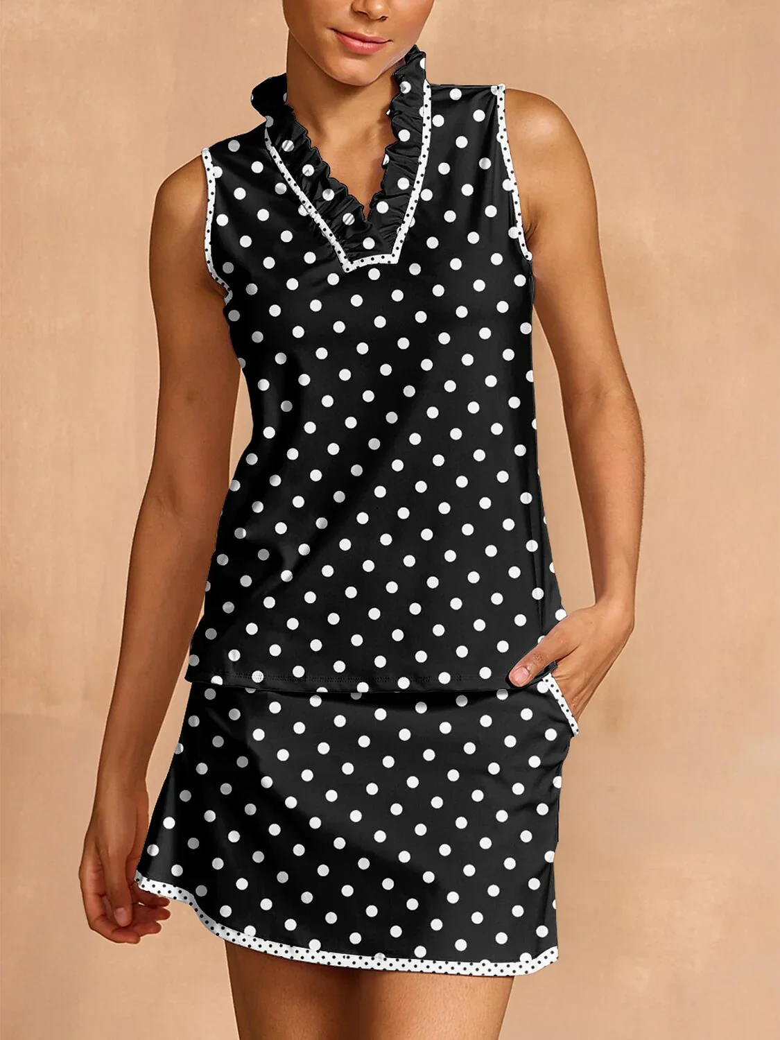 Hyper-prep Ruffle V-Neck Tank Top UPF50+ - Image 7