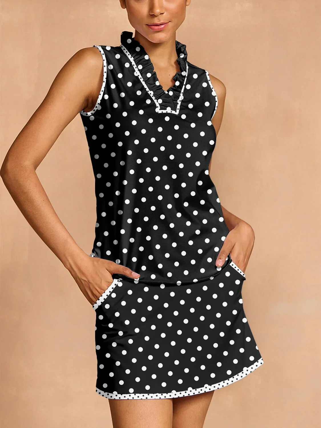 Hyper-prep Ruffle V-Neck Tank Top UPF50+ - Image 8