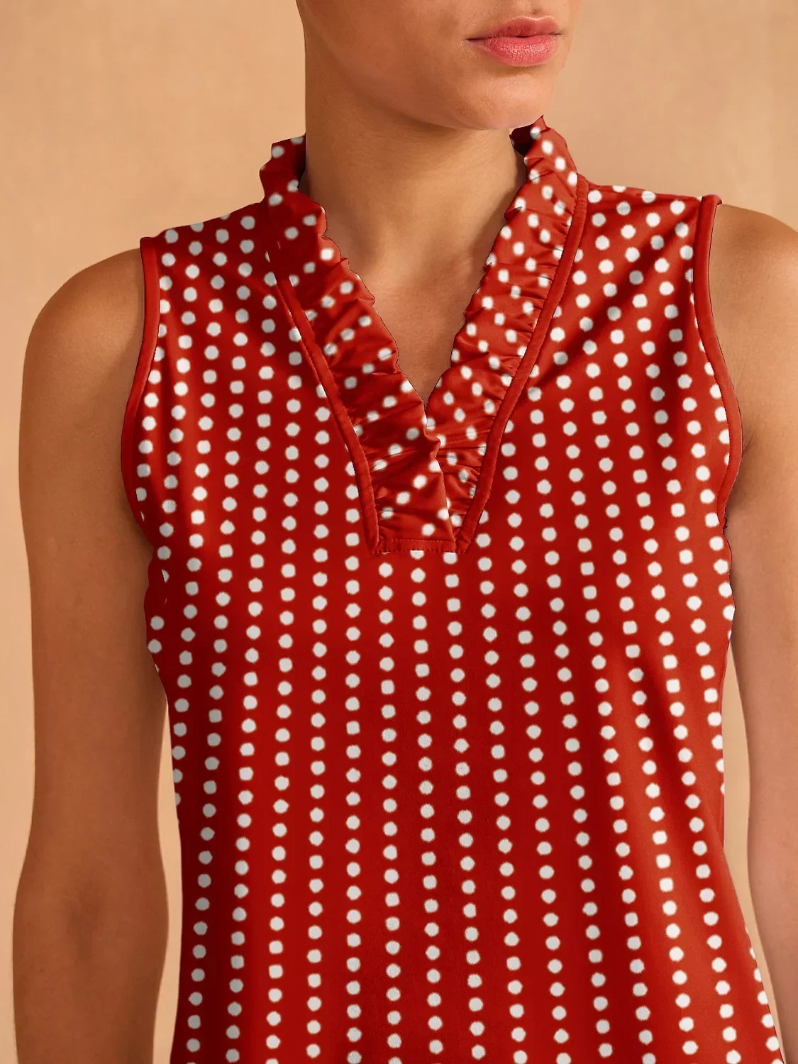 Hyper-prep Ruffle V-Neck Tank Top UPF50+ - Image 3