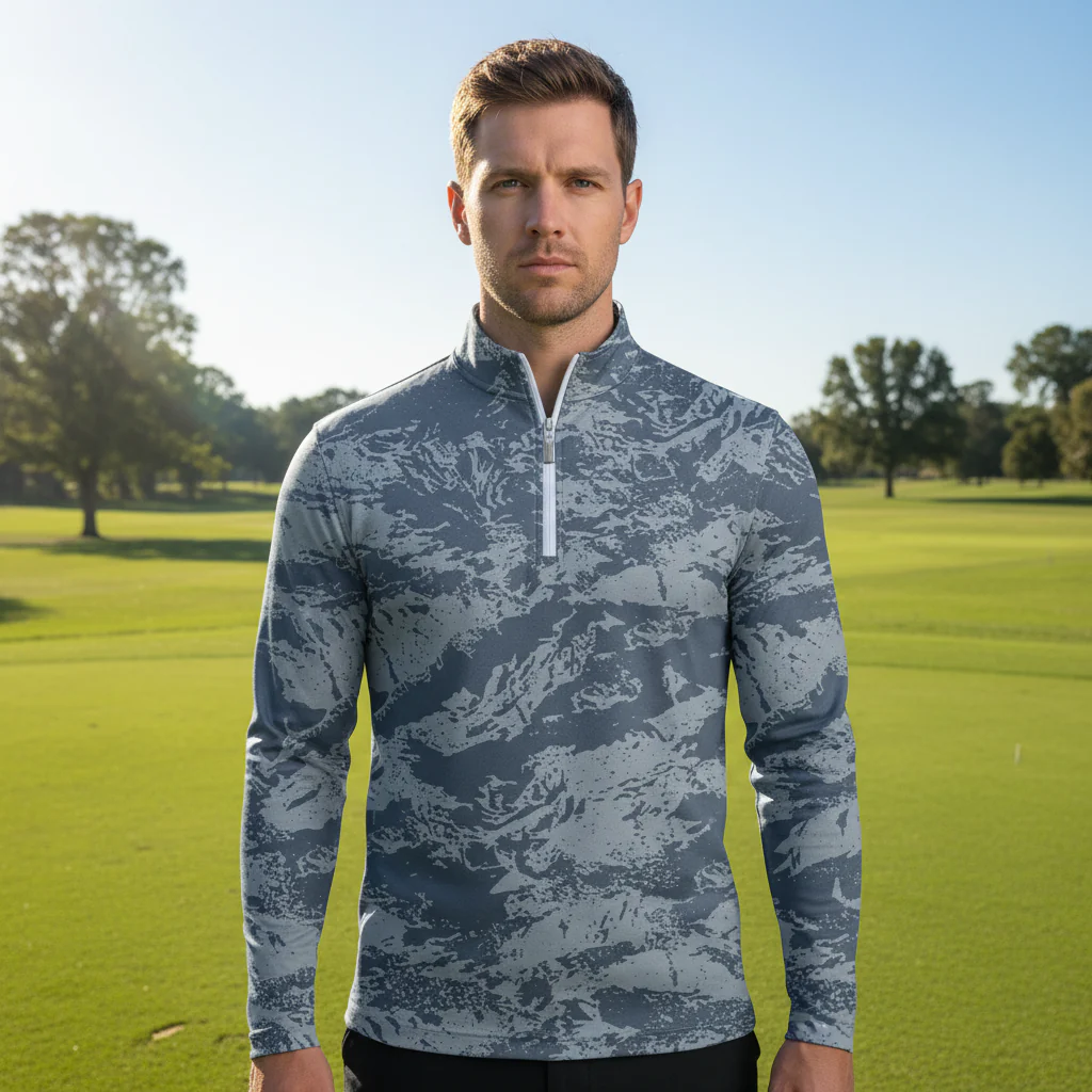 Inked Skins Men's Golf Shirt Quarterzip UPF50+ - Image 6