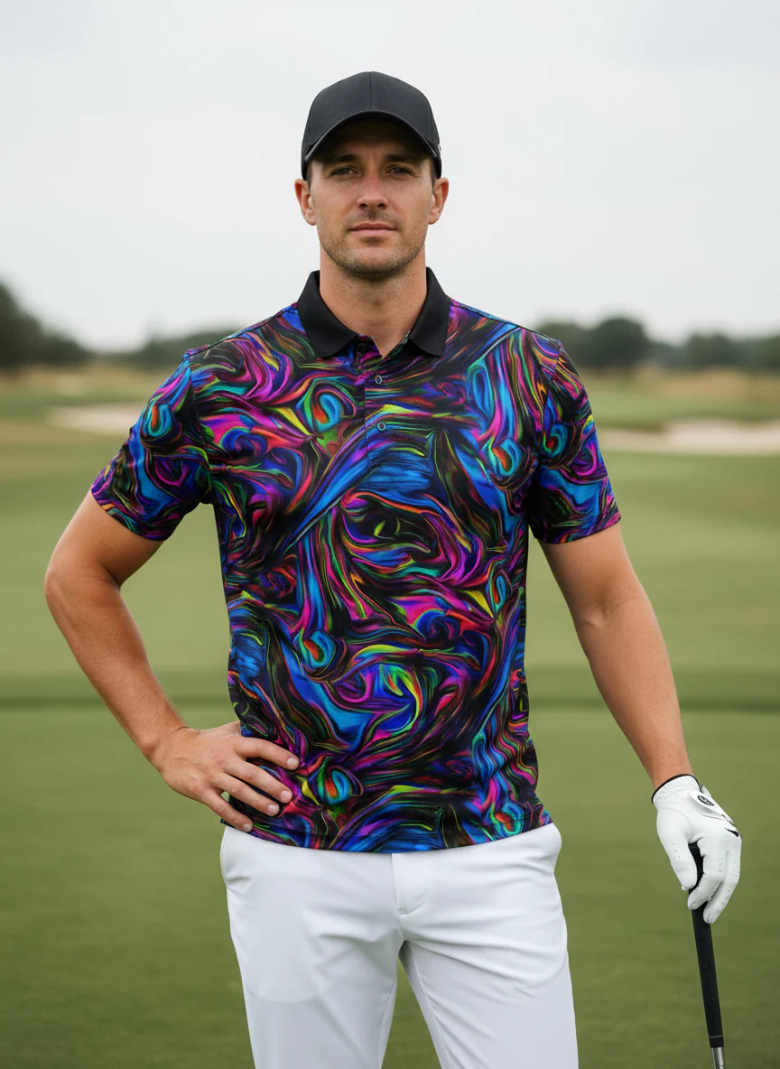 Inked Skins Men's Ribbed Collar Polo Top UPF50+ - Image 10