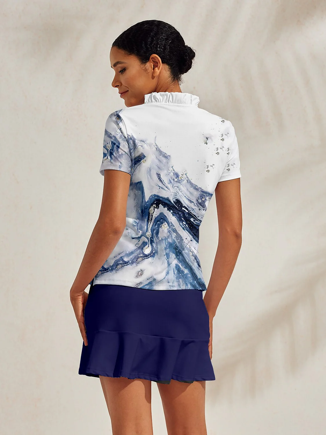 Inked Skins Ruffle V-Neck Polo Top UPF50+ - Image 2