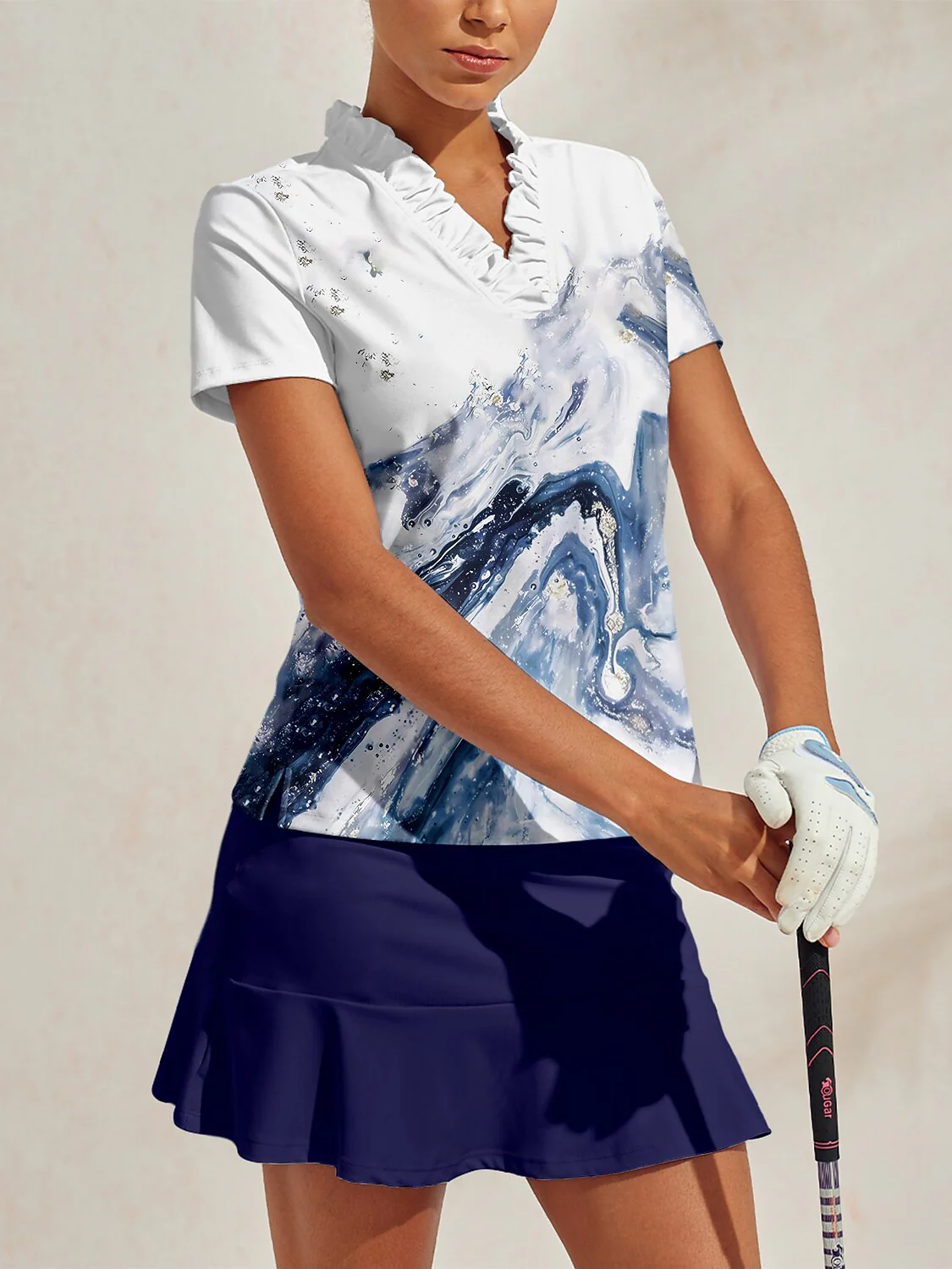 Inked Skins Ruffle V-Neck Polo Top UPF50+ - Image 9