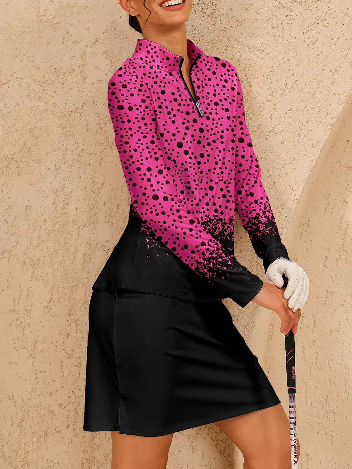 Inked Skins Silky Ruffle Golf Shirt Quarterzip UPF50+ - Image 6