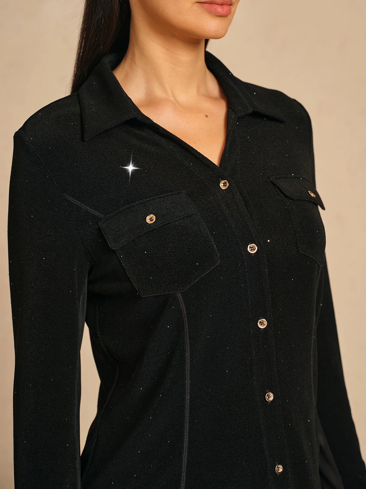 Luxe Limited Edition Sparkle Button Down Golf Shirt - Image 2