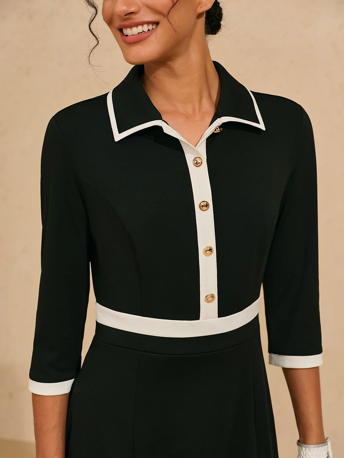 More Than Basic 3/4 Sleeve Asymmetrical Ruffle 36.5 Inch Dress - Image 3