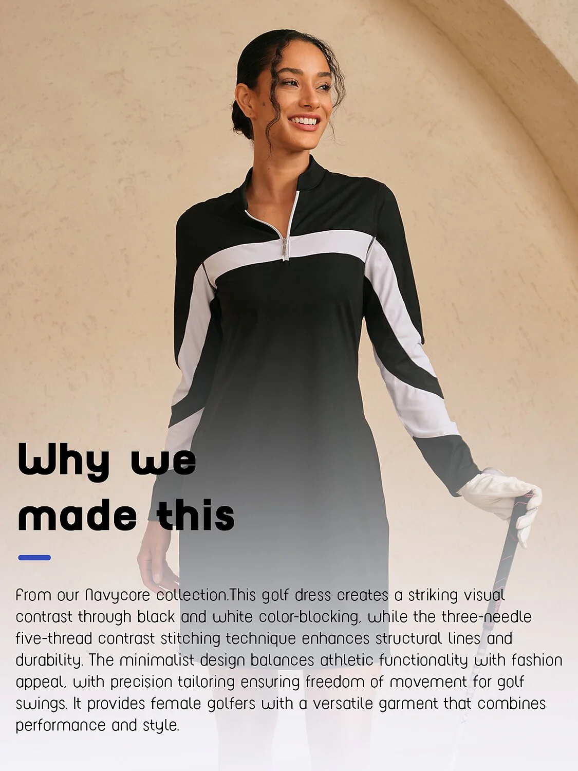 More Than Basic Long Sleeve Color Block 36.5 Inch Dress UPF50+ - Image 5