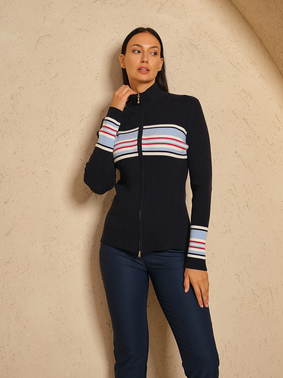 Navycore Golf Full Zip Colorblock Sweater - Image 6