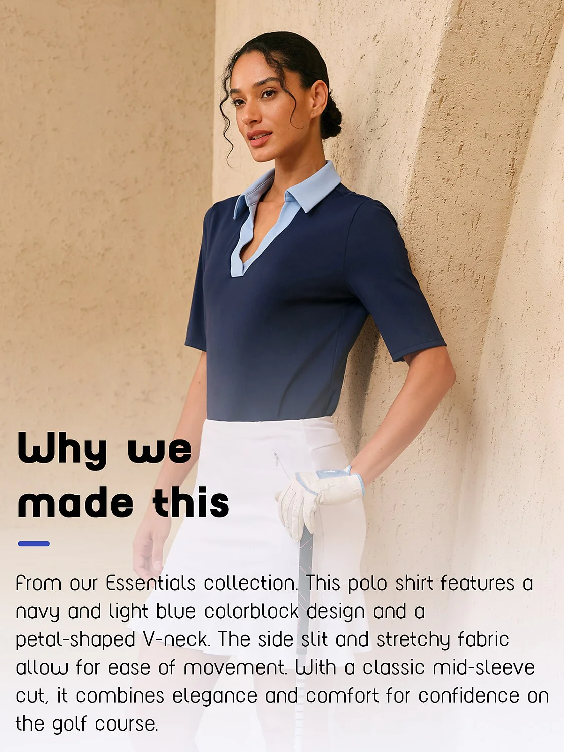 More Than Basic Half Sleeve Curve V-Neck Polo Top UPF50+ - Image 7