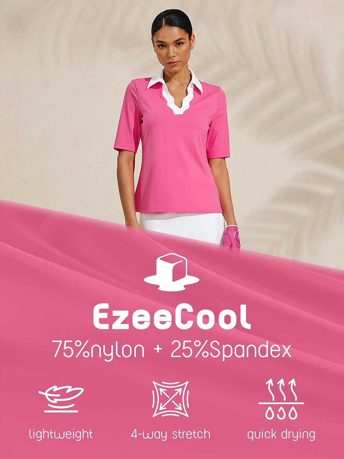 More Than Basic Half Sleeve Curve V-Neck Polo Top UPF50+ - Image 21