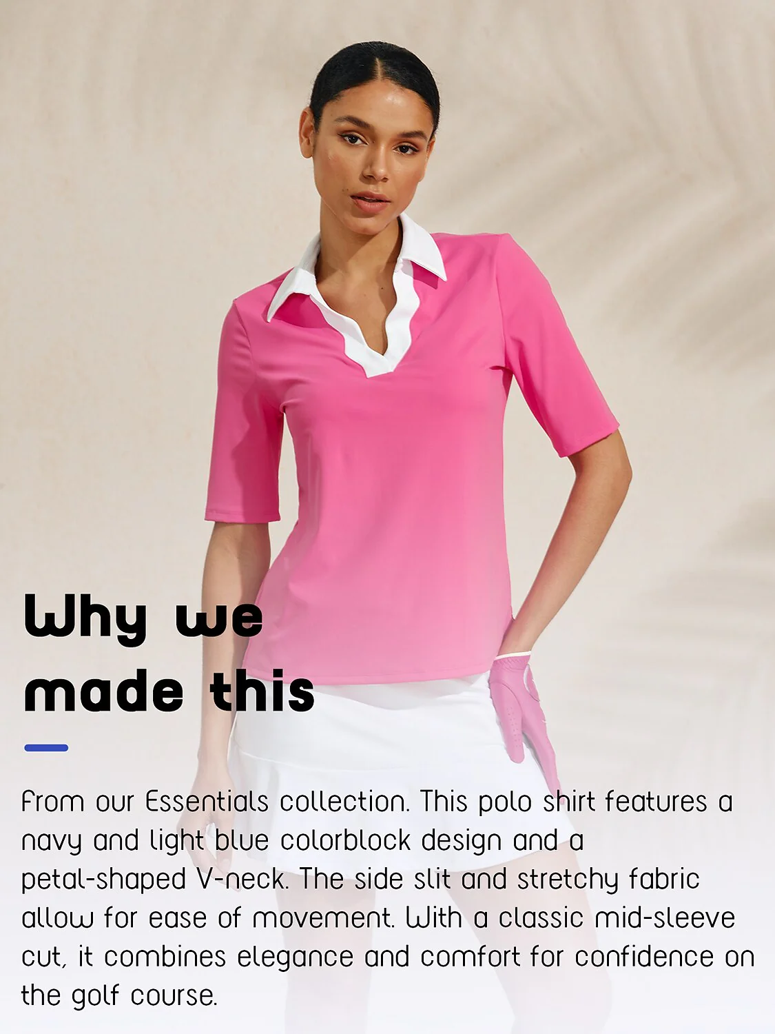 More Than Basic Half Sleeve Curve V-Neck Polo Top UPF50+ - Image 22